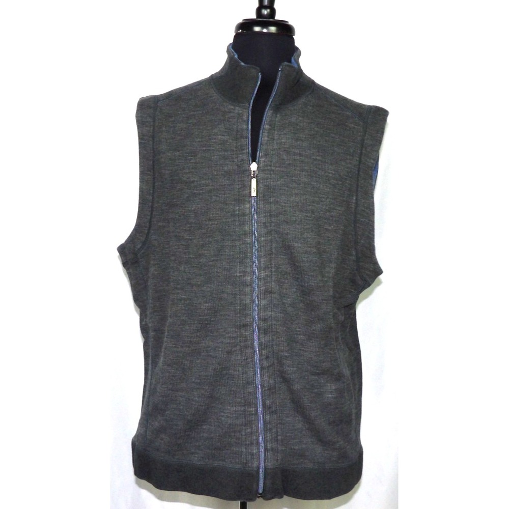 Tommy Bahama 100% Cotton Full Zip-Up Reversible Sweater Vest Men's Large